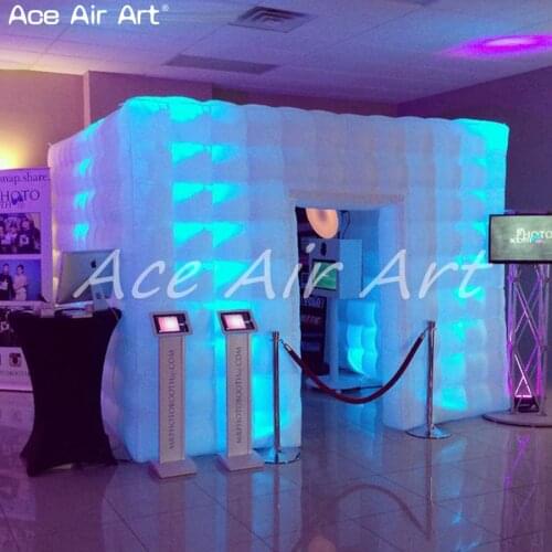 Best Quality 3.6mx3.6mx2.7m Cheap Led Cube house Inflatable Photo Booth,party foto booth trade canopy with sticker curtains