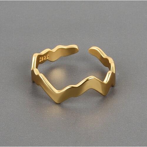 LIVVY Minimalist Silver Color Irregular Wave Rings For Women Resizable Handmade Vintage Fashion Jewelry Gift