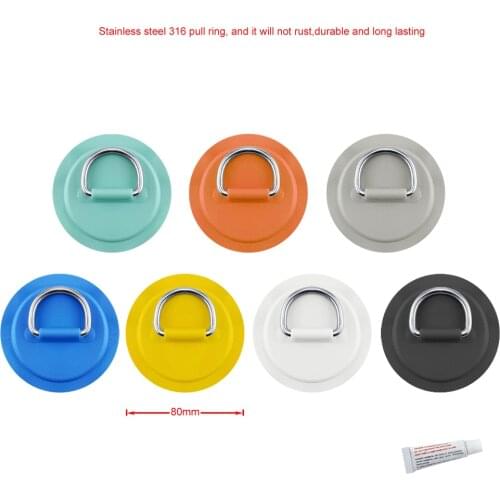 Marine 8cm Stainless Steel D Ring Pad Patch With Glue for PVC Inflatable Boat Raft Dinghy Canoe Kayak Surfboard SUP Tie Down