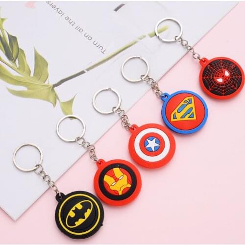Cartoon Silicone Shield Keychain Ring Bat Spider Hero Pendant Men and Women Children Couple Key Chain Bag Pendant Drop Shipping