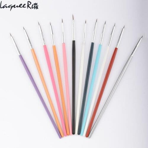 New 12Pcs/Set 12 Color Nail Brush Set French Crystal Nail Painting Pen DIY Nail Art Tools Free Shipping