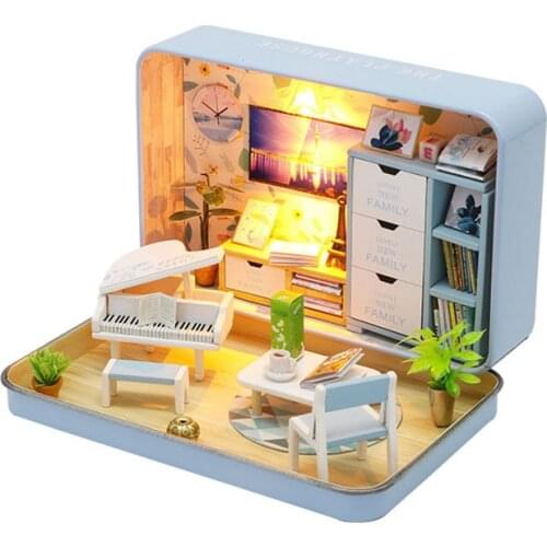 Christmas Gifts Diy Box Doll House Toys for Children Furniture Miniature Wooden Miniaturas Dollhouse Birthday Gifts S901