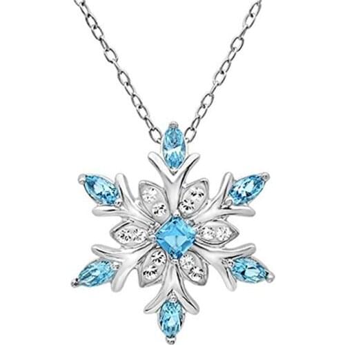 Oofoo StoreFashion Charms Lady Crystal Snowflake Zircon Flower Christmas Necklaces & Pendants Jewelry for Women Sweater Necklace