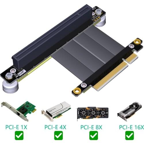 PCI Express x8 to x16 Riser Card Male to Female Graphics Card Riser PCIE 3.0 PCI-E 16x Ribbon Extension Cable with Magnetic Base