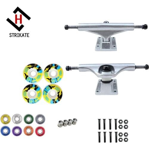 Hollow Skateboard Truck Wheels Set of 1pair 139mm 5.25" Skateboard Truck with 100A Wheels with Bearing Hardware Combo with 31mm