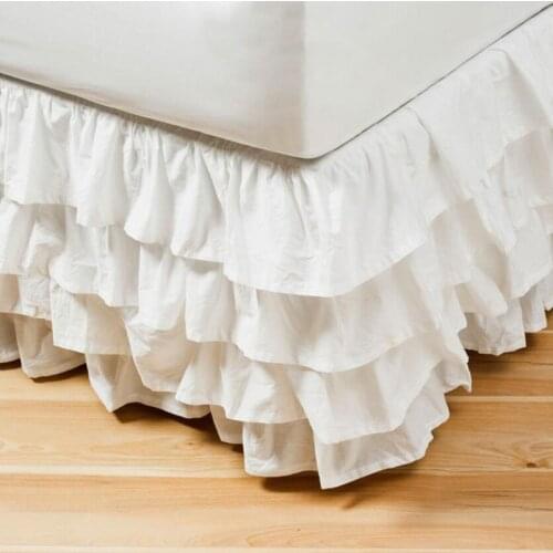 4 Layers Ruffled Bed Skirt Wrap Around Elastic Bed Skirt Bed Cover Without Surface Home Hotel Bed Skirt Twin /Full/ Queen/ King