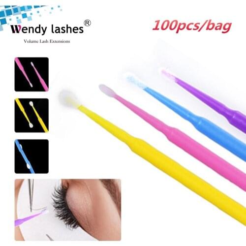 Micro Brush For Eyelash Extension Disposable Eyelash Cleaning Brush 100 pcs Removing Swab Micro Glue Cleaning Brush Wendy Lashes