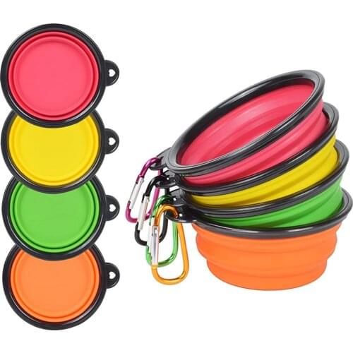 Collapsible Dog Bowl Food Grade Silicone BPA Free Foldable Expandable Cup Dish Pet Cat Food Water Feeding Portable Travel Bowl
