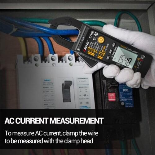 ST190 LCD Digital Automatic Current Clamp Meter DC AC Ammeter Voltmeter Ohmmeter Multimeter Resistance Ohm Temperature Tool