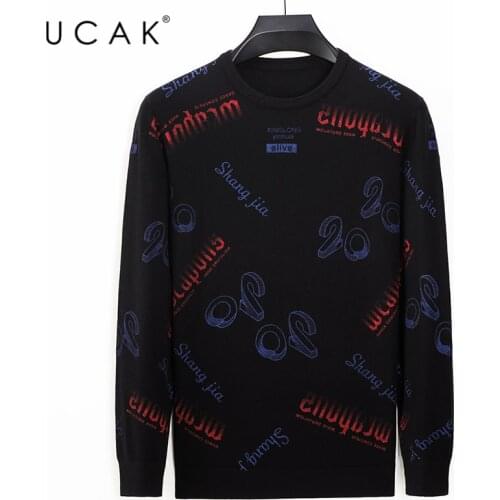 UCAK Brand Wool Sweater Men Clothes Streetwear Letter Pullover Pull Homme Autumn Winter O-Neck Casual Sweater Clothing U1159