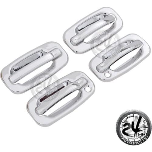 Triple Chrome ABS 4 Door Handle Cover W/ PSG KH Kit 00-06 For GMC Yukon