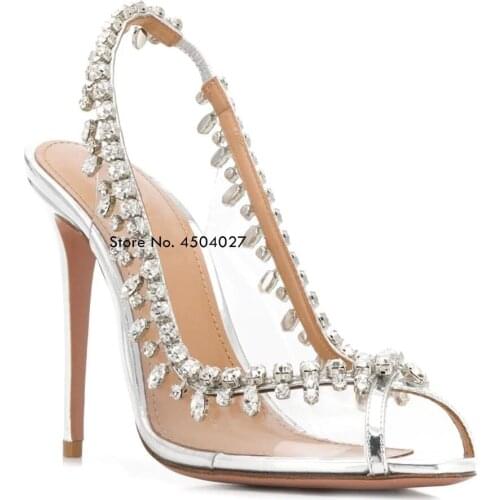 Luxury Women Pumps Transparent High Heels Sexy Peep Toe Slip-on Wedding Party Fashion Shoes for Lady Thin Heels