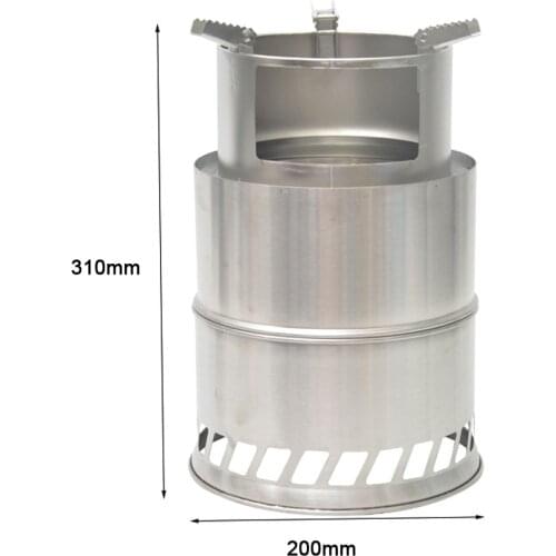 Large Size Camping Wood Stove Split Portable Gas Stainless Steel Gas Firewood Burner Backpacking Furnace Camping Cook Equipment