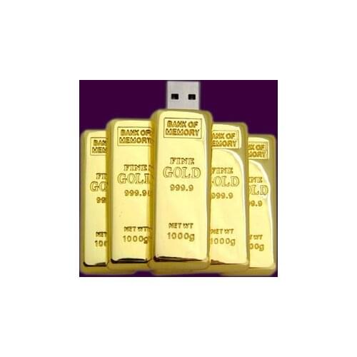 Gold Bar 2.0 Usb Creativo 8GB 16GB 32GB Usb Flash Drive Metal Key Pen Drive 64GB Pendrive Flash Memory Stick Man Gift Gifts