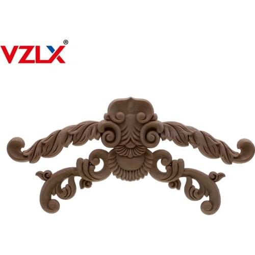 VZLX Retro Vintage Unpainted Wood Carved Decal Corner Applique Frame For Home Furniture Wall Cabinet Door Decorative Crafts