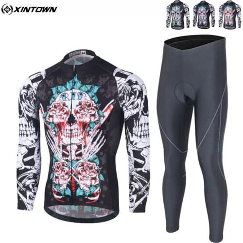 XINTOWN Team Pro Mens Long Sleeve Ropa Ciclismo MTB Cycling Jersey Bib Pants Tight Winter Bicycle Clothing Sets S-4XL