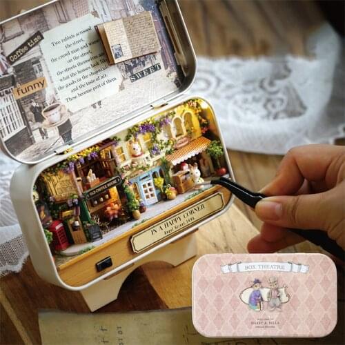 Funny Wooden Puzzle Box Theater DIY Miniature Dollhouse Model Home Decoration Kids Toy Gift