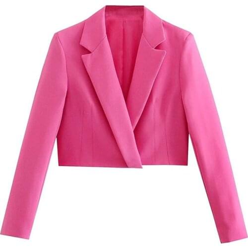 Nlzgmsj Za Women 2021 Cropped Blazer Woman Long Sleeve Office Lady Blazers Coat Women Fashion Single Button Ourerwear Top 202107