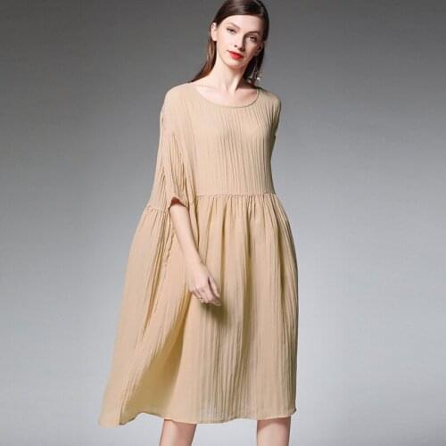 Plus size womens fashion Draped dresses casual loose high waist crew neck two piece Elegant dress Big size Spring summer dress