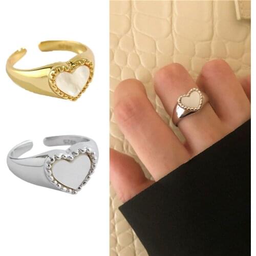 Women Finger Ring Elegant Simple Love Heart Pattern Copper Plating Open Ring Wedding Parties Fashion Jewelry Accessories