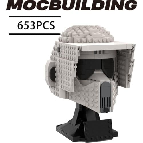 Star Building Block Toys Head Helmet MOC White soldier helmet statuet Model DIY Brick Educational Toys for Children