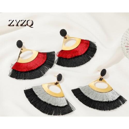 ZYZQ Best lady Bohemian Tassel Earrings for Women Unique Design Wedding Jewelry Handmade Colorful Fringed Drop Earrings