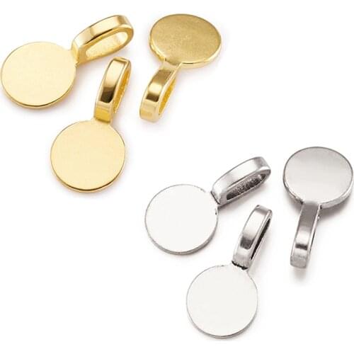 20Pcs Alloy Glue On Flat Pad Pendant Bails Flat Round Pinch Bails Cabochon Setting Connector For Jewelry Making DIY Findings