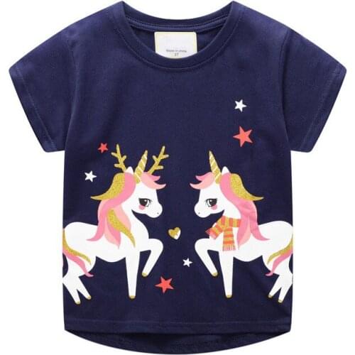 2021 Unicorn T shirt Girls T-shirt Summer Tops Princess tshirt camisetas unicornio t-shirts licorne koszulki kids clothes New