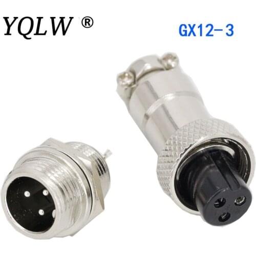 3 PIN GX12-3 12mm Screw Aviation Connector Plug The aviation plug Cable connector Regular plug and socket