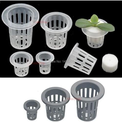 5/25/100 Pcs / Lot Plastic Hollow Mesh Pot Cultivation Basket Hydroponic Aeroponic Plant Grow Container with Insert Sponge