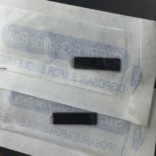 50 Pcs Black 0.20mm 16/18 Pins U shape Permanent Makeup Manual Eyebrow Tattoo Needles Blade For 3D Tattoo Pen Machine