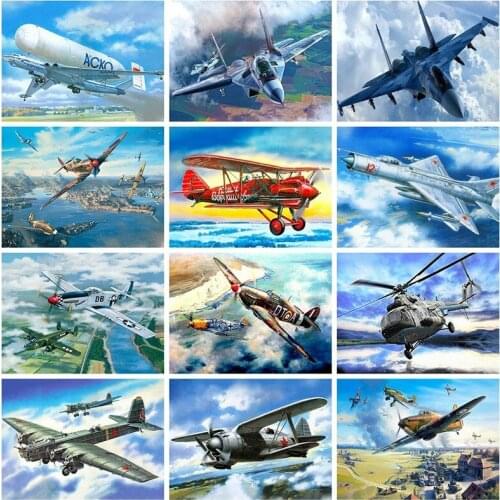 5D DIY Diamond Painting Kits Aircraft Pictures Of Rhinestones Embroidery Mosaic Full Round With AB Drill Home Decoration Gift