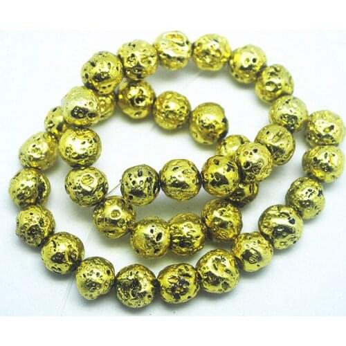 76pcs golden lava stone nice volcano beads accessories charms bracelet making luxury accessories size 10mm