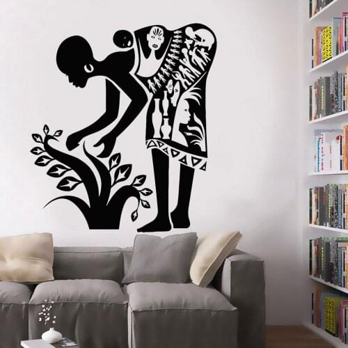 African Women Wall Stickers For Living Room Decoration Vinyl Bedroom Interior Self-adhesive Wall Decals Art Home Decor Y417
