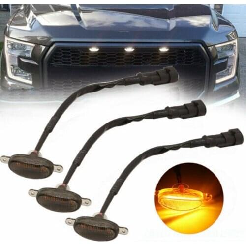 3 Pcs Lamp Hoods For Chevrolet Silverado 1500 16-21 Grille LED Light Raptor Style Grill Trim Auto Exterior Accessories 00935