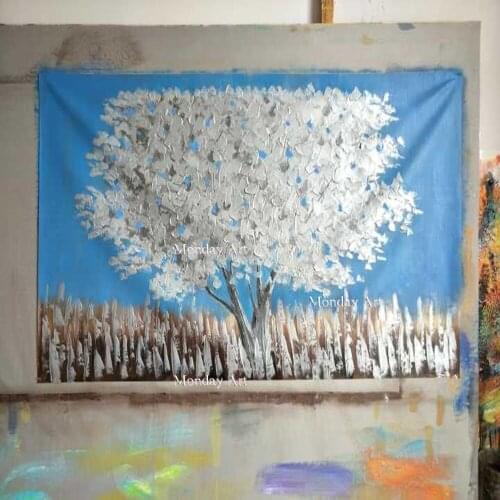 New Handmade Large Modern Canvas Art Oil Painting Knife Golden Tree Paintings For Home Living Room Hotel Decor Wall Art Picture