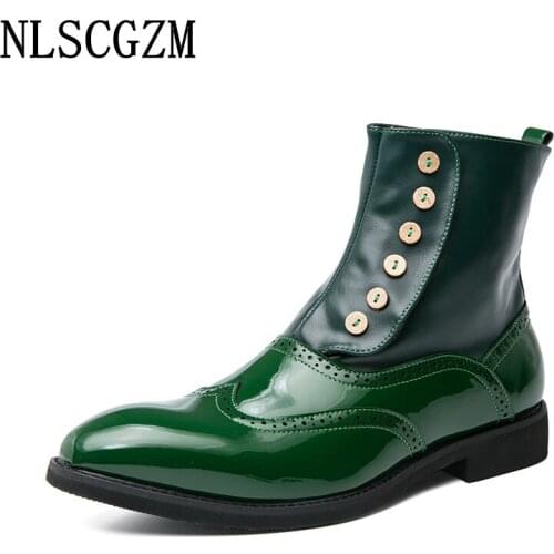 Ankle Boots for Men Male Patent Leather Chelsea Boots Men Leather Boots Men Casual Shoes Designer Shoes Zapatillas De Hombre