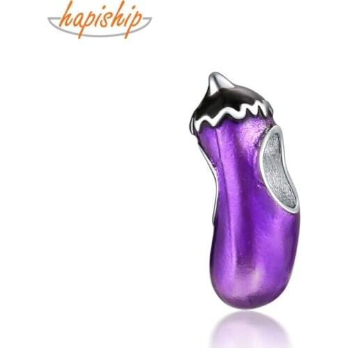 Hapiship 2020 Original Daisy New Fashion Sweet Purple Eggplant Charm Beads Fit Charm Bracelet Female DIY Jewelry Making CZ156