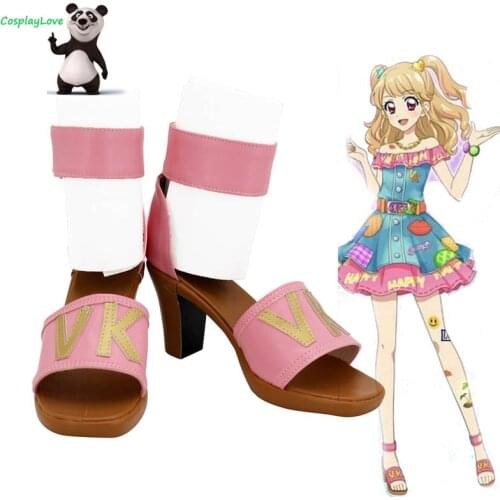 CosplayLove Aikatsu! 2th Natsuki Mikuru Pink Shoes Cosplay Long Boots Leather Custom Made For Christmas