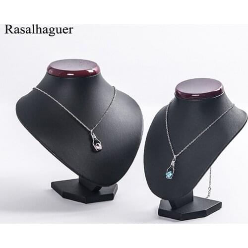 Hot Selling Black PU Leather Jewellery Display Necklaces Bust Pendants Stand Choker Holder Jewellery Rack Show 3 Options Model