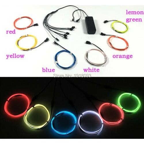 Cheap!Fashion DC-3V 6 pieces 1Meter 1.3mm EL Wire Set waterproof led led strip LED neon light for Wedding Party Decoration