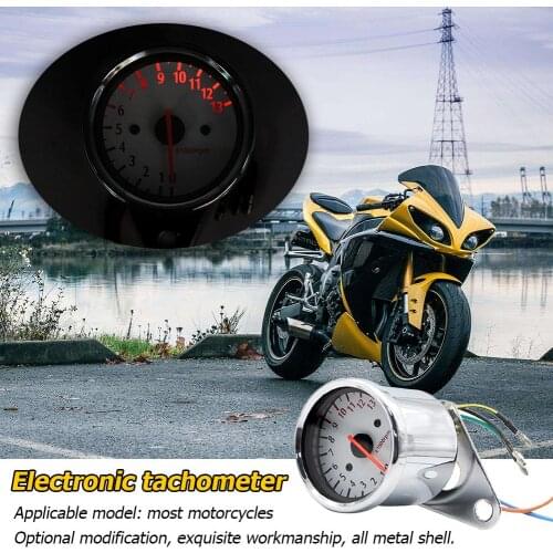 Hot Sale Motorcycle Tachometer Wear-resistant Retro Motorcycle Tachometer 0-13000 Tach RPM Gauge Rev Counter Universal DC 12V
