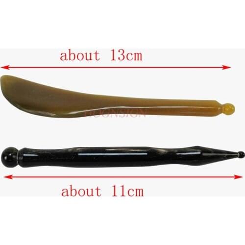 2pcs Natural Horn Acupoint Pen Pencil Meridian Point Sticks Facial Eye Care Tool Scraping Board Massage Stick Detox Beauty