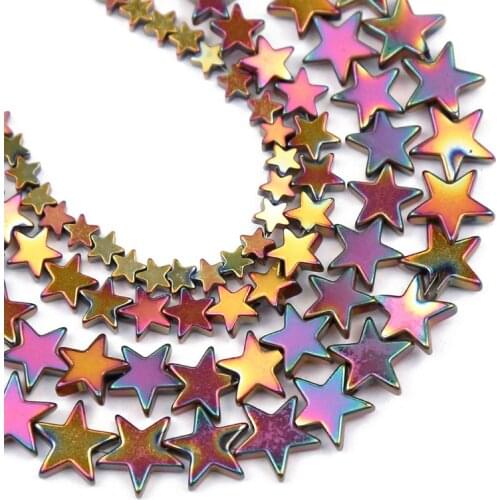 Rose Red Five-Pointed Star Natural Hematite Stone Bead 4/6/8/10mm Spacer Loose Beads For Jewelry Making Diy Bracelet Accessories