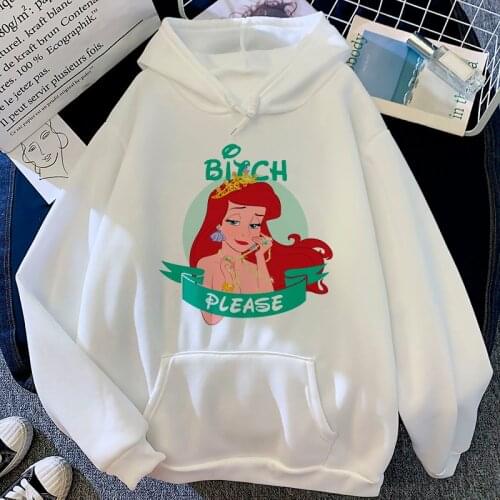 Cute Disney Princess Anime Harajuku Graphic Hoodies Women Kawaii Manga Graphic Vintage Sweatshirt Aesthetic Grunge Hoody Female