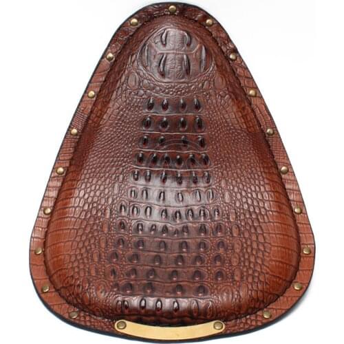 Motorcycle Retro Crocodile PU Leather Solo Rivet Seat Brown for Honda Yamaha Harley Custom Chopper Bobber Leather Saddle Seat