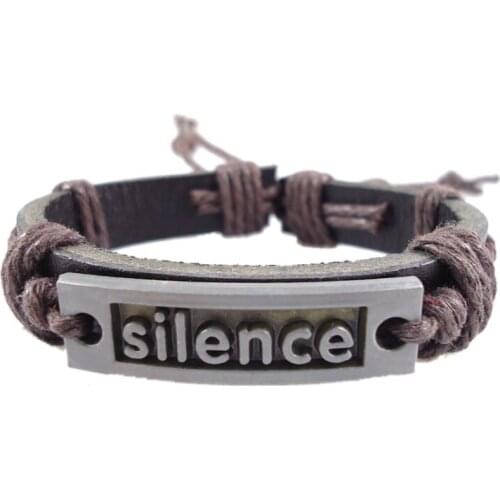 New products for 2013 silence letters vintage belt wrap rope men leather bracelets bangles for women