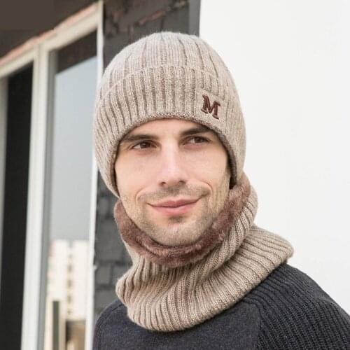 Mens EU and American M Standard Wool Pullover Cap Plus Velvet Thick Elastic Windproof Knitted Woolen Hiking Cycling Ski Cap