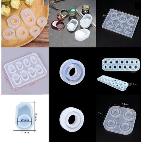 1PC Flat And Diamond Rings Collection Silicone UV Jewelry Molds Pendant Jewelry Tools UV Resin Mold Jewelry Accessories