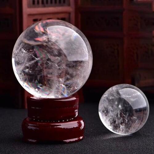 Natural Clear Quartz Crystal Sphere Mineral Reiki Healing Rock Promote Career Clear Gemstone Crystal Ball Home Decoration